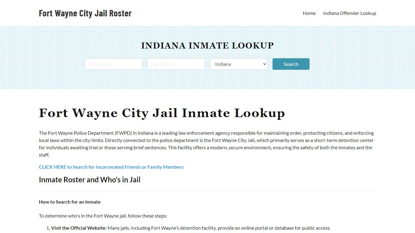 Fort Wayne Police Department & City Jail, IN Inmate Roster, Arrests ...