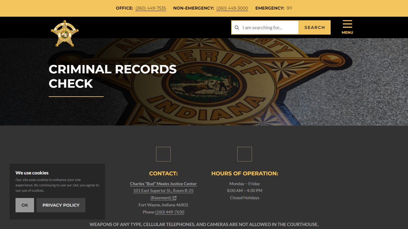 Criminal Records Check - Allen County Sheriff